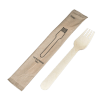 일회용 우드 커트러리 종이개별포장, 나무포크16cm 100개