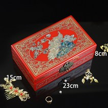 나전칠기 나전칠기보석함 Jin Pingyao 푸시 라이트 칠기 선조 나전 결혼 선물 지참금 상자와 같은 무형 문화 유산, R-빅 레드 박스-진핑 슈팅 스패로우