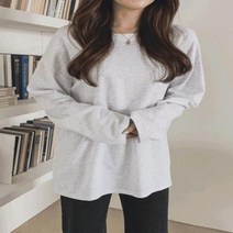 [네쥬] 여성 봄 가을 기본티 라운드 무지 데일리 긴팔 면 티셔츠