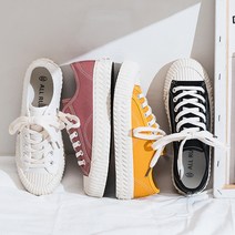 2021 봄 스니커 즈 여학생 한국 판 패션 스니커 즈 비스킷 슈 즈 항 풍 망 빨 간 천 로 우 탑 슈 즈