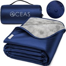 Oceas 대형 방수 야외 담요 추운 날씨 피크닉 경기장 캠프 및 자동차용 경량 캠핑 담요 단열 방풍 및 방수 담요 세탁기 세탁 가능한 플리스, Blue