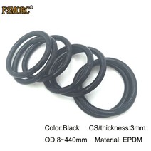 고무바킹 고무패킹 캡 실리콘패킹 OD8 ~ 440mm * 3mm 두께/CS 블랙 EPDM o 링 산 및 알칼리 저항 방수 마, 133 OD300x3mm  1pcs