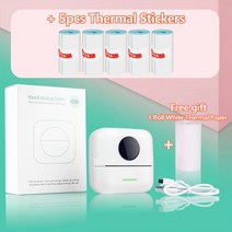 핸드프린터 휴대용 핸드폰 미니 무선 프린터 미니 휴대용 무선 감열식 프린터 X5 포토 포켓 57mm 인쇄, 05 And 5 Stickers