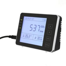 벽에 장착 된 CO2 미터 공기 품질 모니터 호흡 분출 분석기 가스 감지기 온도 상대 습도 NDIR 센서, Black