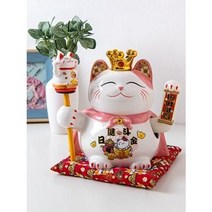 손흔드는 왕관 마네키네코 3 color(909)고양이 장식품 집들이 선물, 핑크