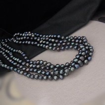 롱 진주 목걸이 흑진주 5-6mm 못난이 담수진주