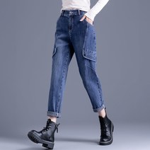 Xi Nan Harlan Jeans 여성 2022 봄 가을 신작 하이웨이스트 스트레이트 전체 매치 루즈한 캐주얼 슬림 무아빠 바지 【QZ-9903】블루 27 사이즈 제안【90-10