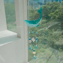 고래모빌 아크릴 썬캐쳐 구름바다속 꿈꾸는 고래 로즈오브더데이, 기본opp포장