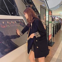 여성 더블 브레스트 루즈핏 캐주얼 정장 자켓 데이트