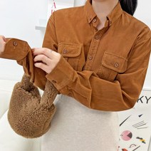 가을 겨울 실용코디 여자 포켓장식 코듀로이 남방 2색