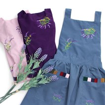 고급 코코면 꽃자수 앞치마(통합), 연두