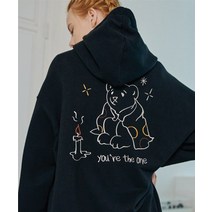 [국내매장정품] 꼼파뇨 화이트베어 자수 후드티 블랙