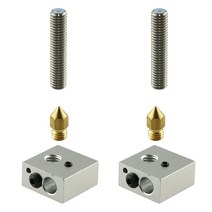 E-outstanding 2세트 압출기 키트 2X 0.4mm 황동 노즐 프린트 헤드 30MM 1.75mm 테프론 목 튜브 2개 MK8 메이커봇 3D 프린터용 알루미늄 히터 블록