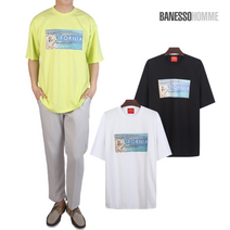 [KT알파쇼핑][BANESSOHomme] 썸머캘리 라운드 반팔 티셔츠 SLLS5008