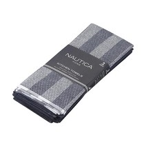 Nautica 100% 면 주방 타월 3개 세트 | 45.7 x 71.1cm(18 x 28인치) 슈퍼 흡수성 재사용 가능한 클리닝 천 티 타월 접시 건조용 핸드 타월 | 주방