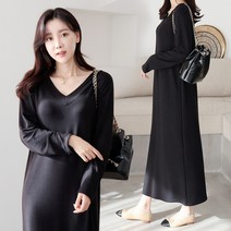 세이스타일 포터 긴팔 V넥 루즈핏 원피스