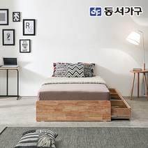 동서가구 네오 이브 고무나무 원목 무헤드 헤드리스 3서랍 벙커수납 슈퍼싱글 침대프레임 NEO374, 단품