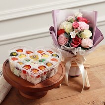 엠케이크 어버이날 Special 떡케이크 D + 꽃다발12 선물세트, 1세트