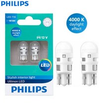 시그널램프 LED 4000K W5W T10 따뜻한 화이트 자동 인테리어 전구 방향 지시등 LED 도어 독서 램프 W21x95d 11961ULW4X2 2 개