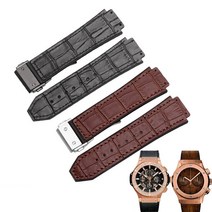 Hublot 위블로 시계 호환 26x19mm 블랙 브라운 가죽 빅뱅 실리콘 러버 가죽 루프 스트랩 우레탄 워치 밴드 시계줄질