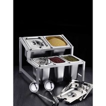 2단 스텐통 양념통 김밥재료 소소 토핑 랙 정리 업소, 35cm 5구  세트 (스테인리스)
