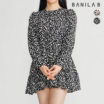 [바닐라비] 여성 라운드 패턴 플레어 미니 원피스