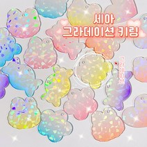 세아 그라데이션 키링 아크릴 네임택 만들기 가방고리 열쇠고리 에어팟 버즈 키홀더, 러브베어, 다섯종(한세트), 추가안함, 1개