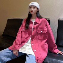 루즈핏 봄 스트릿 데님 청 자켓 심플 단색 빈티지 여성 긴팔 트러커 댄서 걸스힙합 무대