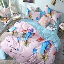 라클라우드침대 지점 홈 섬유 침구 세트 어린이 십대 소녀 린넨 구름 푸른 하늘 이불 커버 베개 핑크 격자 무늬 침대 시트 퀸 트윈, [02] Twin 4Pcs, [15] 15