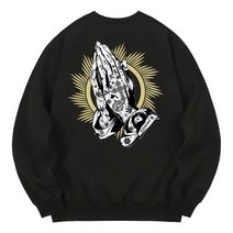 남자 여자 맨투맨 스웨트 셔츠 칸6312 KMB0008 염원 기모 - 블랙