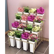 꽃집진열대 꽃꽃이 받침대 꽃가게 선반 생화 보관, (통 포함) 4x4 화이트 블랙