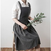 린넨 프릴 앞치마 에이프런 코튼 원피스형 내츄럴 꽃집, 오트밀(포켓용)