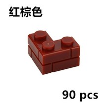 롱브릭타일 접착식파벽돌 파벽돌 DIY 빌딩 블록 벽 그림 벽돌 1x2 1x3 1x4 L 도트 교육 크리 에이 티브 건, 22 Red-Brown L 90pcs