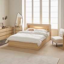 파로마 아몬드 LED 수납헤드 평상형침대 SS 40T라텍폼스매트, 오크