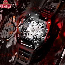 남성 기계식 스포츠 패션 발광 방수 남자 가죽밴드 손목시계