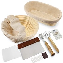 컴퍼니24 M JINGMEI 바네통 프루핑 바스켓 22 9cm(9인치) 원형 바네톤 브로트폼 빵과 반죽용 무료 브러시 올라오는 등나무 그릇(반죽 0 7kg(1 5파운드)) 라이너