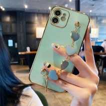 아이폰 케이스 감성 예쁜 고급 럭셔리 도금 love heart 팔찌 soft case for 12 pro max mini 11 pro max x xs xr 8 plus
