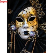 5D DIY 다이아몬드 페인팅 여자 요정 마스크 이미지 자수 전체 사각형 라운드 스톤 홈 인테리어 모자이크 아이콘, 60x80cm, round drill