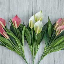 안수리움부쉬 47cm 조화 꽃 장식 소품, 화이트, 화이트