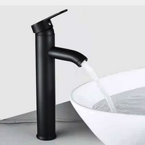 시멘트믹서기 Saeuwtowy 검정 짧거나 키가 큰 분지의 수도꼭지가 장착 된 단일 홀더 한 구멍 핫 amp 콜드 믹서 탭 스테인레스 스틸 재질, 한개옵션1, 06 Black Tall B