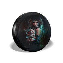 지프 카시트 커버Skull Spare Tire Cover Sugar 지프 스페어 타이어 커버 할로윈 선물 재미있는 백업 카메, 10 은_02 15in