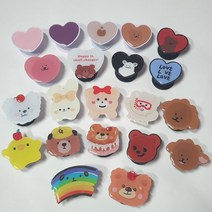 스마트톡 그립톡 핸드폰거치대 핑거그립톡 하트 동물캐릭터 핸드폰 그립톡 아띠랑스 액세서리, 6.찐핑크하트
