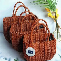 브라운라탄가방 대 중 소+여행용투명비치백증정 피크닉바구니 목욕가방