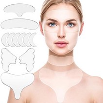 아이패치 재사용 가능한 주름 방지 눈 턱 이마 스킨 케어 패드 100 의료용 실리콘, 11개