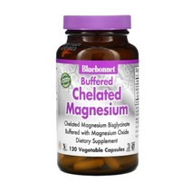 최신정품 BlueBonnet 버퍼드 킬레이트 마그네슘 120정 베지캡슐 블루보넷 Chelated Magnesium +휴대용약통 별도증정