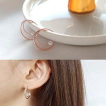 coco샵 은링귀걸이 투링 진주장식 은귀걸이 925 순은 링 귀걸이