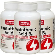 JARROW 판토텐산 B5 100정 3개 Pantothenic Acid 500 mg 100 VEG CAPSULES