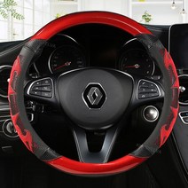 카본 파이버 자동차 핸들 커버 르노 클리오 플루언스 메간 라구나 탈리스만 캡처 카다르 콜레오스용, 02 RED O SHAPE
