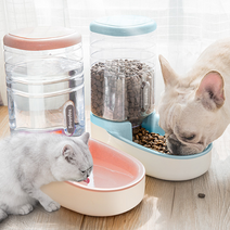 디그펫 고양이 강아지 식기 반자동 사료 자동급식기 반자동급수기 자율 배식기 3종 4컬러, 1. 대용량 반자동 식기+급수기세트, 그레이