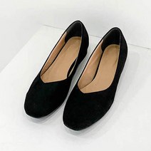 가이아슈 국내생산 스퀘어토 발편한 스웨이드 플랫 펌프스 2cm 여성 하이힐